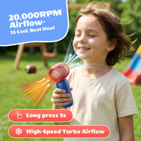 Thumbnail for SprzAir 4000mAh Turbo Handheld Fan for Kids – 4 Speeds & Dual Lanyard