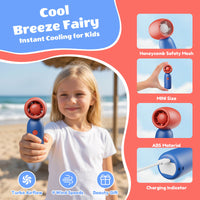 Thumbnail for SprzAir 4000mAh Turbo Handheld Fan for Kids – 4 Speeds & Dual Lanyard