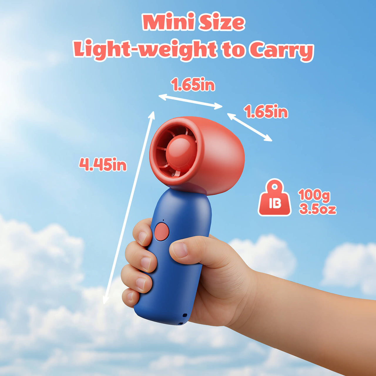 SprzAir 4000mAh Turbo Handheld Fan for Kids – 4 Speeds & Dual Lanyard