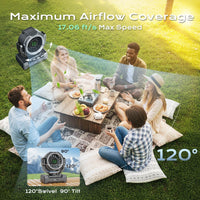 Thumbnail for SprzAir 6000mAh Rechargeable Camping Fan – 120° Oscillation & LED Lantern