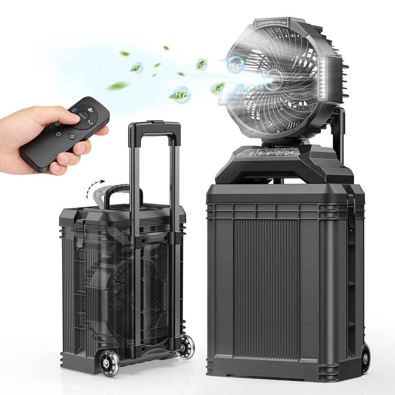 SprzAir 4 Gal Rechargeable Misting Bucket Fan – Oscillating & Retractable Handle