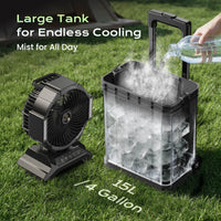 Thumbnail for SprzAir 4 Gal Rechargeable Misting Bucket Fan – Oscillating & Retractable Handle