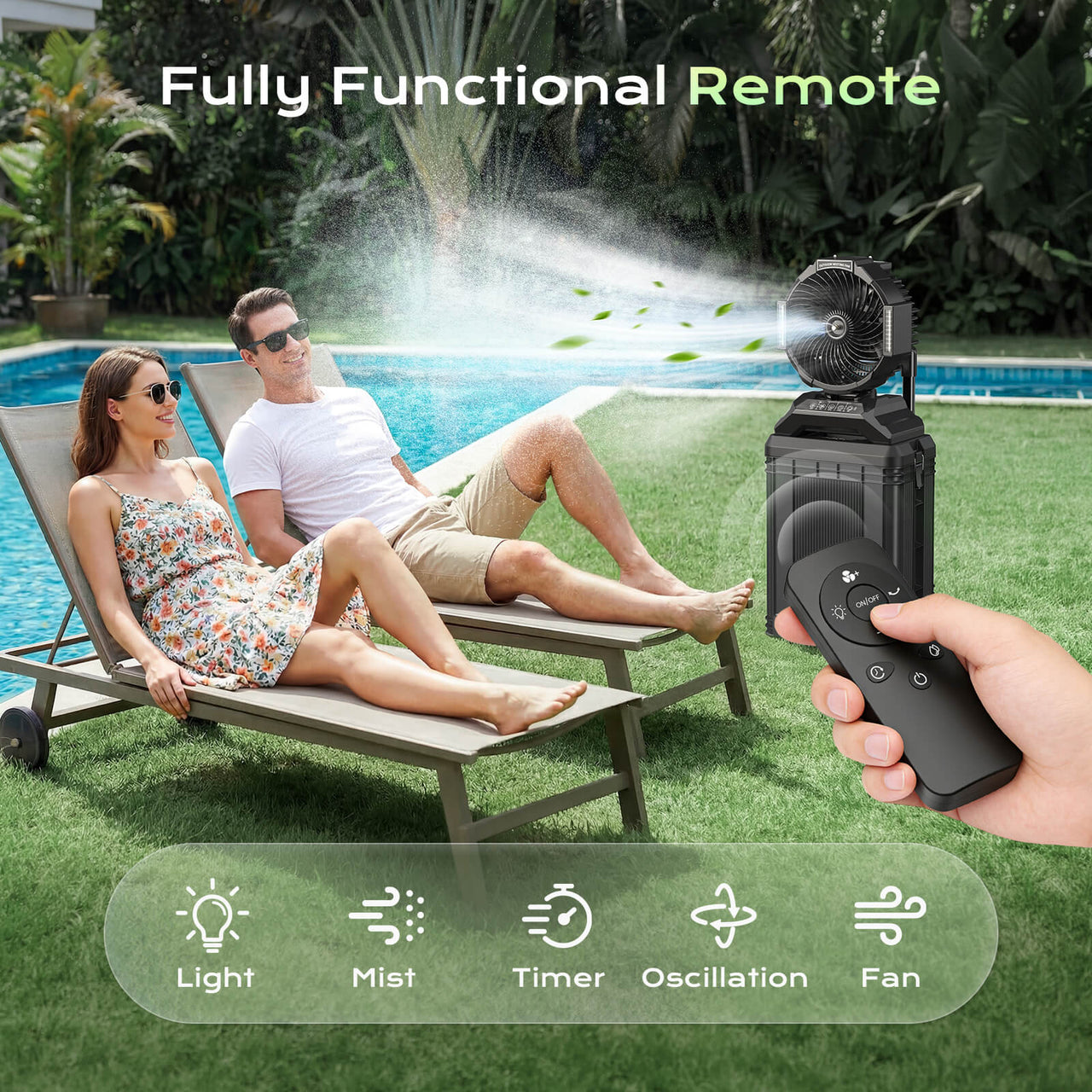 SprzAir 4 Gal Rechargeable Misting Bucket Fan – Oscillating & Retractable Handle