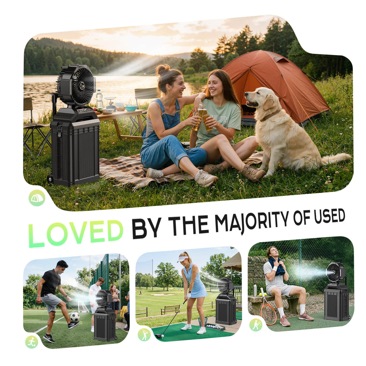 SprzAir 4 Gal Rechargeable Misting Bucket Fan – Oscillating & Retractable Handle