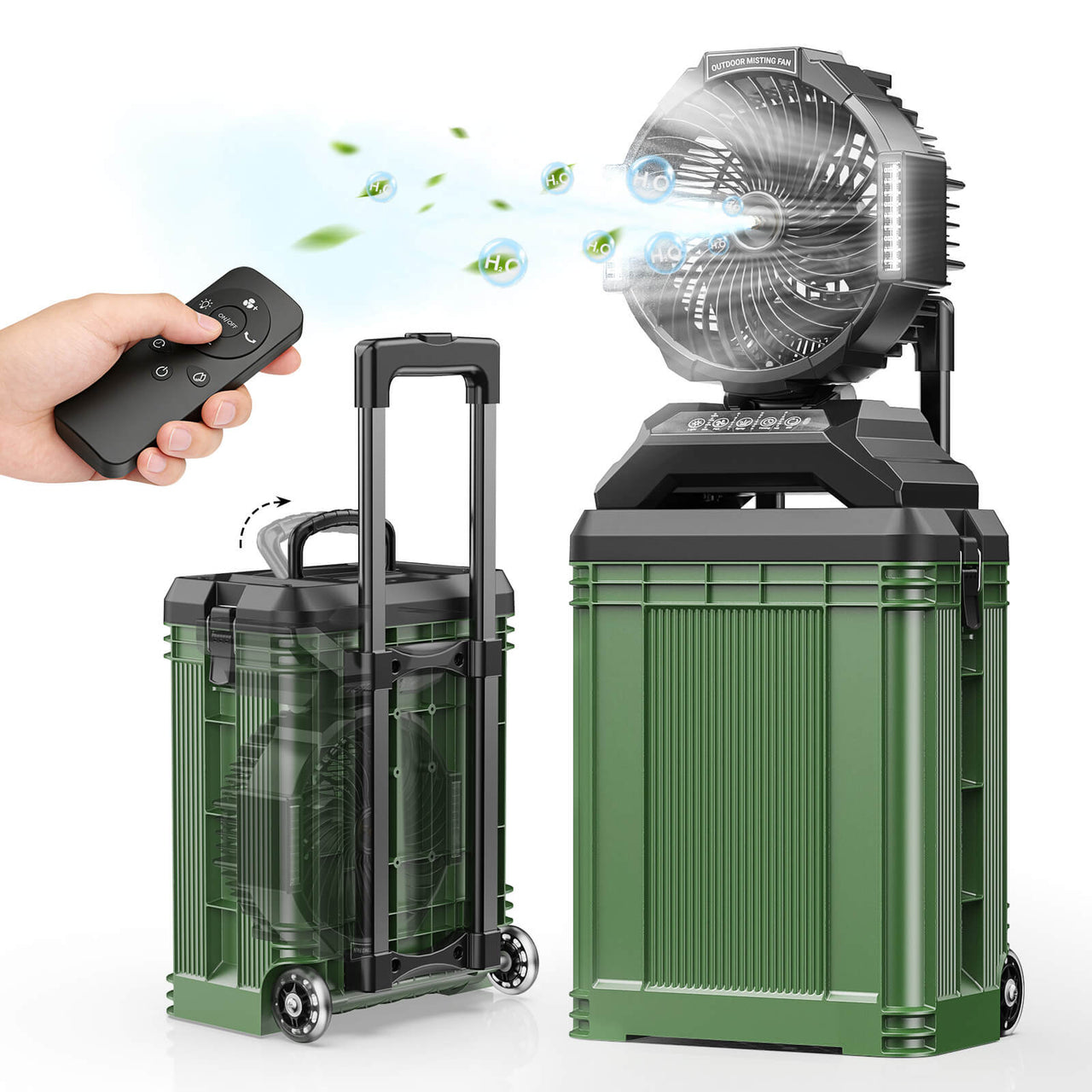 SprzAir 4 Gal Rechargeable Misting Bucket Fan – Oscillating & Retractable Handle