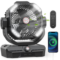 Thumbnail for SprzAir 15-inch Rechargeable Oscillating Camping Fan – 27000mAh, Remote Control & Night Light