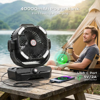 Thumbnail for SprzAir 15-inch Rechargeable Oscillating Camping Fan – 27000mAh, Remote Control & Night Light