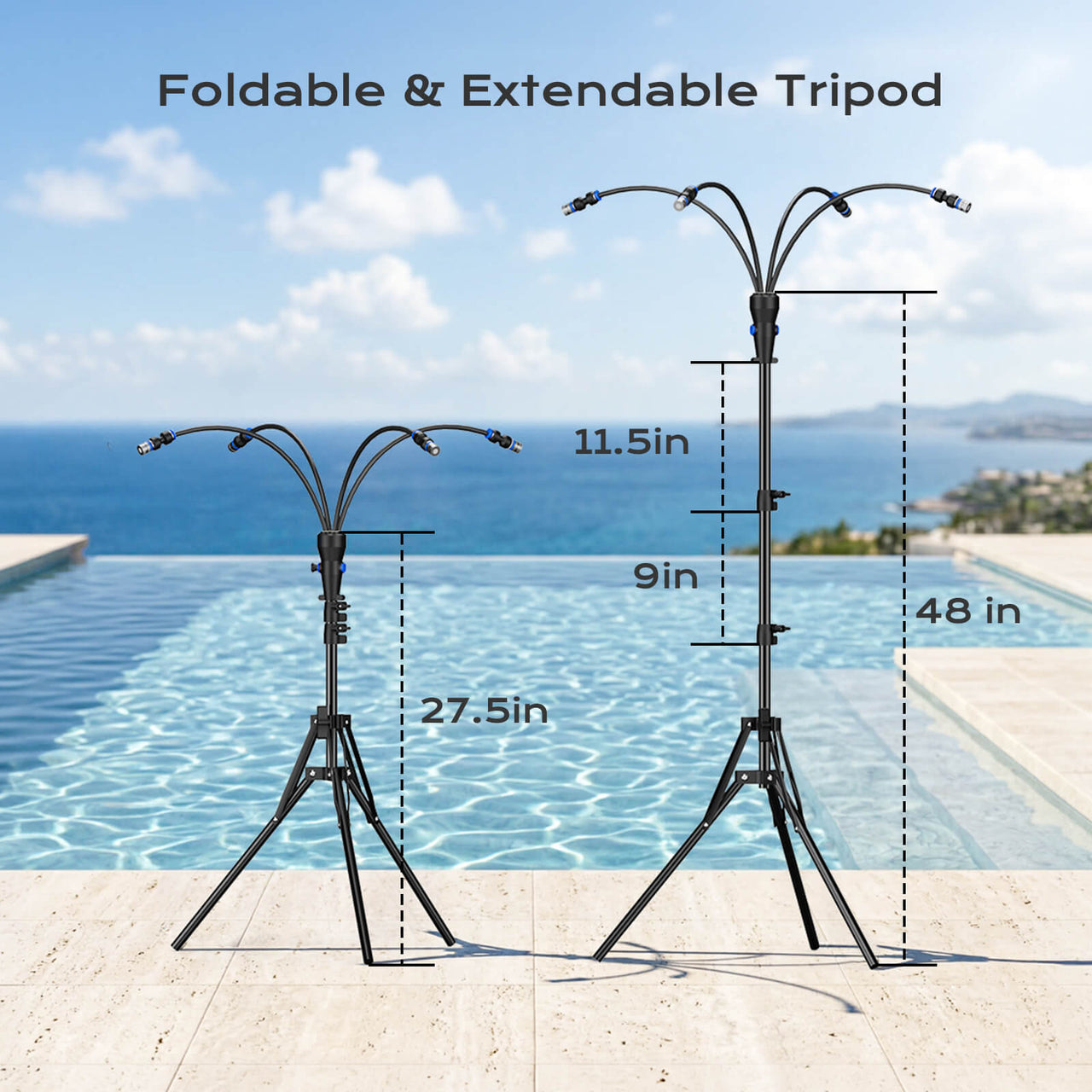 SprzAir 4 Gal Standing Misting System – 10000mAh Pump & 5 FT Adjustable Height