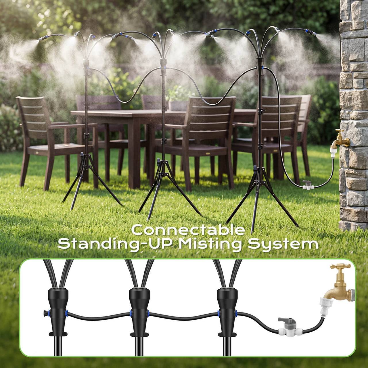 SprzAir 4 Gal Standing Misting System – 10000mAh Pump & 5 FT Adjustable Height