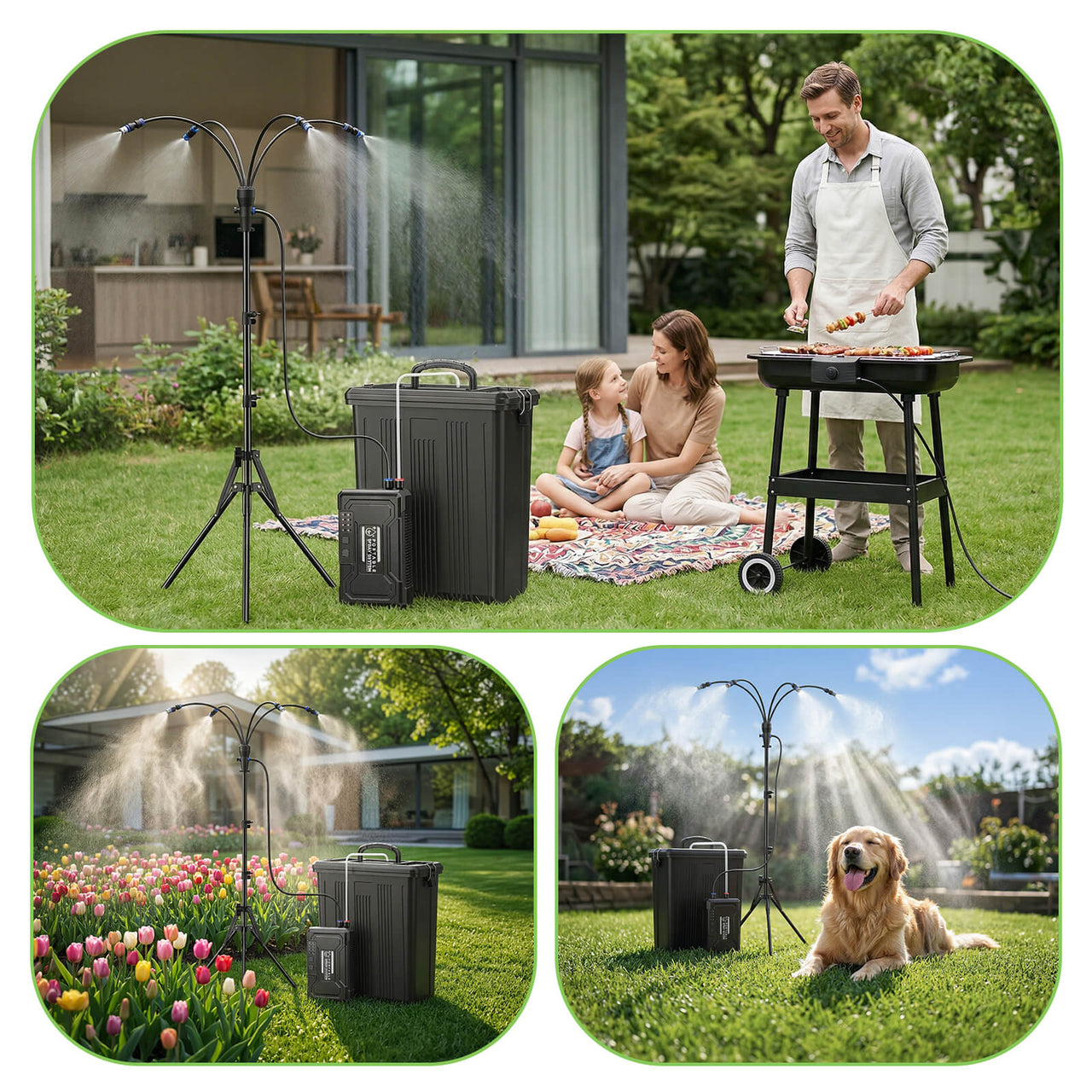 SprzAir 4 Gal Standing Misting System – 10000mAh Pump & 5 FT Adjustable Height